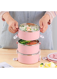 Hộp Cơm Cặp Lồng Cà men KhoNCC Hàng Chính Hãng - Giữ Nhiệt Thức Ăn 4 Tầng Lúa Mạch Ruột Inox si - KLVQ-1703-HC4T (Ngẫu Nhiên Màu)