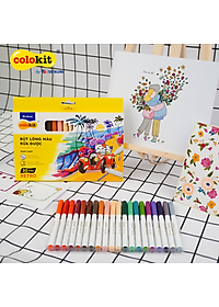Bút lông màu Fiber Pen 20 màu Retro Thiên Long Colokit rửa được ngòi chóp viết nét thanh nét đậm SWM-C009