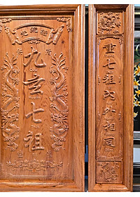 Liễn thờ gia tiên - Cửu huyền thất tổ ( gỗ hương đá)