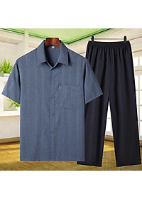 Bộ đũi nam trung niên, bộ quần áo trung niên nam cho bố