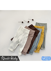 Quần cotton cao cấp cho bé sơ sinh, dáng cạp cao giữ ấm bụng, chất mềm mịn siêu đẹp, có lựa chọn lót lông mịn ấm | MQ23