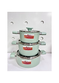 Bộ nồi chống dính men sứ Elmich EL -5204SK size 18,20,24cm - Hàng Chính Hãng