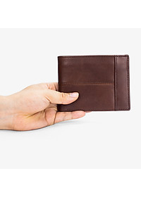 Ví nam, bóp nam da bò sáp Bụi Leather V106 - Bảo hành 12 tháng