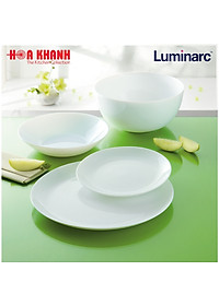 Đĩa Thủy Tinh Luminarc Diwali Trắng 27cm đựng thức ăn, cường lực, chịu nhiệt - Bộ 3 đĩa - N3604