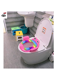 Bệt lót bồn cầu có tay vịn hình chú ếch, thu nhỏ bồn cầu cho bé ngồi vệ sinh ( Giao mầu ngẫu nhiên )
