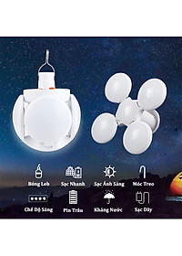 Bóng Đèn Tích Điện 40W , Năng Lượng Mặt Trời 4 Cánh ,Đèn Led Siêu Sáng ,Tiết Kiệm Điện Năng , Chống Nước - HÀNG CHÍNH HÃNG MINIIN