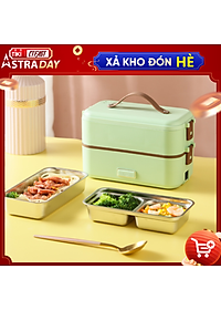 Hộp cơm cắm điện giữ nhiệt văn phòng CTFAST – A08 : Thiết kế 2 tầng tiện dụng, chất liệu inox 304 cao cấp hỗ trợ hấp, nấu chín, làm nóng đồ ăn…