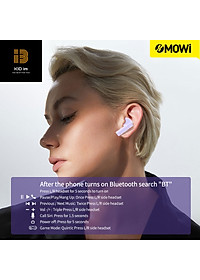 Tai nghe True Wireless XMOWI T2 Bluetooth5.0, điều khiển cảm ứng, chế độ gaming, hỗ trợ nghe đơn hoặc đôi 2 bên tai với micro HD chống ồn dành cho IOS và Android- Hàng Chính Hãng