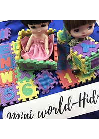 Bộ thảm 12ô chữ xốp ghép mini trang trí nhà búp bê BJD 1/8