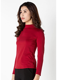 Áo thun giữ nhiệt nữ tay dài cổ cao 5 phân Vicci vải premium cotton mềm mịn ôm dáng