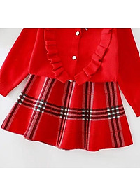 Set váy len bé gái 1-7 tuổi rời viền tim cài khuy. Đầm len cho bé đanh sợi mềm mịn hàng Quảng Châu cao cấp