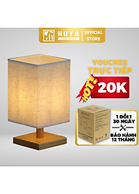 Đèn Ngủ Để Bàn Gỗ HUTA G3 Chao Vuông Độc Đáo Vingtage, Decor Trang Trí Phòng Ngủ, Đọc Sách Đầu Giường, Điều Chỉnh Độ Sáng, Bóng Led Sáng Vàng Tiết…