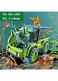 Đồ chơi mô hình xe ô tô khủng long chuyên dụng xe cẩu, xe xúc,xe tải có sẵn khủng long nhỏ đi kèm cho bé