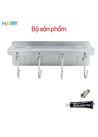 Kệ treo dao kéo Inox 304 có 4 móc treo dán tường Hobby home decor KDT