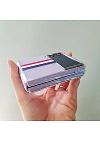 Ốp lưng chống sốc trong suốt cho Samsung Galaxy Z Flip 3 hiệu Likgus Thom Brow (chất liệu cao cấp, thiết kế thời trang họa tiết 3 sọc màu) - hàng nhập khẩu