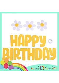 Dây chữ Happy Birthday hoa cúc vải nỉ trang trí sinh nhật