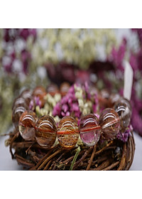 Vòng tay đá Thạch Anh Tóc Đỏ Nâu VIP cao cấp, Vòng tay đá Thạch Anh thiên nhiên Tóc Đỏ Nâu 8ly