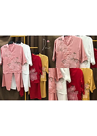 Bộ Đi Lễ Chùa - Đồ Lam Nữ Đi Chùa Đẹp Cao Cấp Trang Nhã Vải Lụa Hoa Nổi 2021 Dành Cho Phật Tử AL002