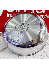 Chảo Inox 304 Cao Cấp 3 Lớp Đáy Liền Elmich Trimax kèm vung kính - Hàng chính hãng