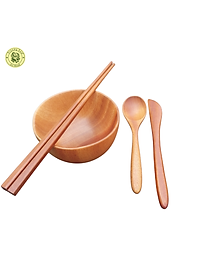 Chén Ăn Cơm Bằng Gỗ Xà Cừ Đường Kính 10.5 Cm - Đồ Gỗ Nhà Bếp Thương Hiệu Trường Sơn