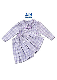 Set vest phối chân váy bé gái họa tiết Caro Tím tuytsi - AICDBGBJTUZI - AIN Closet