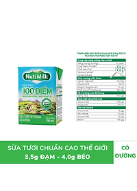 Thùng 48 Hộp NutiMilk Sữa tươi 100 điểm - Sữa tươi tiệt trùng Có đường 110ml TU.STCD110TI NUTIFOOD