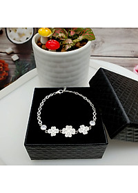 Lắc Tay Nữ Bạc Hiểu Minh LTU507 Cỏ 4 Lá Lấp Lánh