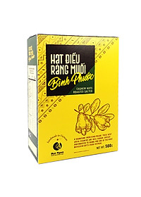 Hạt Điều vỏ lụa rang muối Bình Phước, loại A – Hộp giấy 500g, chuyên dùng biếu tặng.