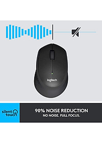 Chuột không dây Logitech M330 Silent Plus giảm ồn 90% - USB 2.4GHz, pin 2 năm, phù hợp người thuận tay phải, PC/ Laptop - Hàng chính hãng - Màu Đen