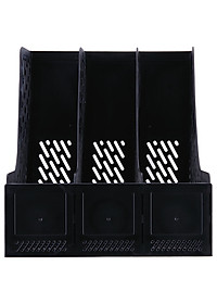 Giá tài liệu 3 ngăn đứng Deli - Nhựa PP - Ghi xám / Đen - E9845