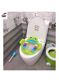 Bệt lót bồn cầu có tay vịn hình chú ếch, thu nhỏ bồn cầu cho bé ngồi vệ sinh ( Giao mầu ngẫu nhiên )