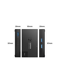 Ugreen UG15149CM618TK 2 vào 1 ra Bộ gộp USB 3.0 hỗ trợ tốc độ 5Gbps kèm 2 cáp 2 đầu USB 3.0 dài 1.5M Màu Đen - HÀNG CHÍNH HÃNG