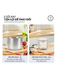 Máy Xay Thịt Haatz HMG168 (CIM382) - Cối inox 2,5L Cối Thủy Tinh 0,6L - 500W Kèm Phụ Kiện Đánh Ruốc - Hàng Chính Hãng Bảo Hành 2 Năm