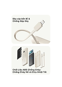 Pin dự phòng sạc nhanh ROCK P99 PD 22.5W 20000mAh có cáp tích hợp , hàng chính hãng bảo hành 1 năm