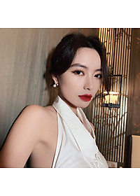 Khuyên tai ngọc trai hình chữ x đơn giản khí chất Hàn Quốc