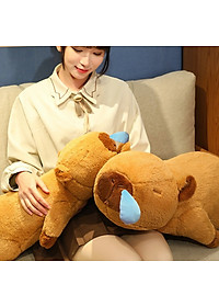 Thú nhồi bông capybara phom nằm đáng yêu - Size từ 60cm đến 90cm - Quà tặng gấu bông chuột lang chảy nước mũi có thể kéo ra được.