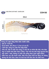  Lược Sừng Vân Nưa Chuôi Cuốn (Size: XL-20cm) Họa Tiết Uốn Lượn Sắc Sảo, Chăm sóc tóc - COH160