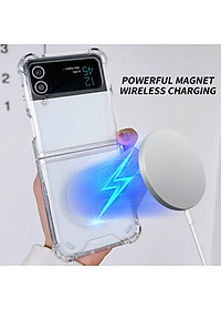 Ốp lưng chống sốc trong suốt hỗ trợ sạc Maqsafe cho Samsung Galaxy Z Flip 4 hiệu Likgus Maqsafe Magetic Case siêu mỏng 1.5mm, độ trong tuyệt đối, chống trầy xước, chống ố vàng, tản nhiệt tốt - hàng nhập khẩu