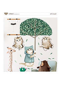 Sticker Giấy Dán Tường Decal Dán tường Tranh Dán Tường Trang Trí Tường Mẫu Những Chú Mèo Cute ZH101