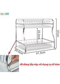 Kệ chén đa năng 2 tầng inox 304 mẫu lớn Hobby Home Decor KC2M