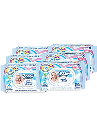 Combo Tiết Kiệm: 6 Gói Khăn Ướt Bobby Care Không Hương 100 Miếng/Gói