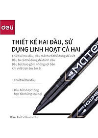 Bút lông dầu dạ kính hai đầu Deli - Bút dạ chết không xoá được - Nhiều màu