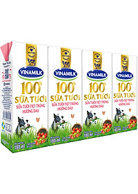 Thùng 48 Hộp Sữa Tươi Tiệt Trùng Vinamilk 100% Hương Dâu (180ml)