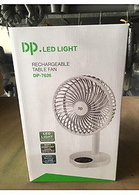 QUẠT SẠC TÍCH ĐIỆN BẰNG CỔNG CẮM USB DP 7626 - CÓ ĐÈN ĐỂ BÀN TIỆN DỤNG