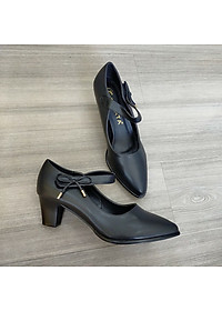 Giày cao gót nữ đẹp đế vuông 5 phân hàng hiệu rosata màu đen đỏ kem ro330