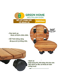 Đế Lót Chậu Cây Greenhome, R30xc8cm, Bằng Gỗ Có Bánh Xe, Thân Thiện Môi Trường, Tiện Lợi, Di Chuyển Chậu Nặng Dễ Dàng