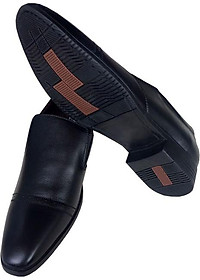 Giày tây nam Trường Hải không dây da bò  thật màu đen mềm mại đế cao su không trơn may chắc chắn GT810