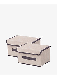 Bộ 2 thùng vải, hộp vải đựng đồ đa năng -Màu Nâu Kem - Hộp vải đựng quần áo 2 size đựng quần áo, đồ lót, giày, văn phòng phẩm, đồ dùng cá nhân rất tiện lợi-Bộ 2 hộp vải đựng đồ vải canvas siêu xinh có nắp đậy, tủ vải đựng đồ hộp cái