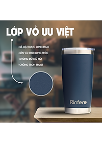 Ly Giữ Nhiệt Nắp Trượt Chống Tràn Rinfere - Tặng Kèm Ống Hút Không Gỉ, Dụng Cụ Vệ Sinh Ông Hút (590ml)