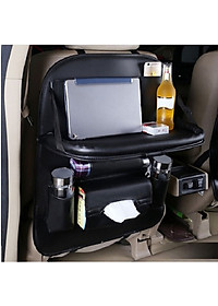 Túi treo đồ kiêm giá để đồ bằng da trên ô tô màu đen và nâu